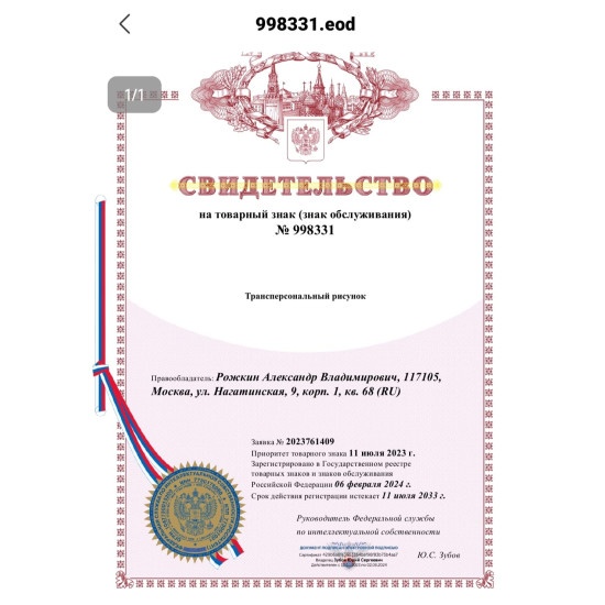 Свидетельство на товарный знак (знак обслуживания)